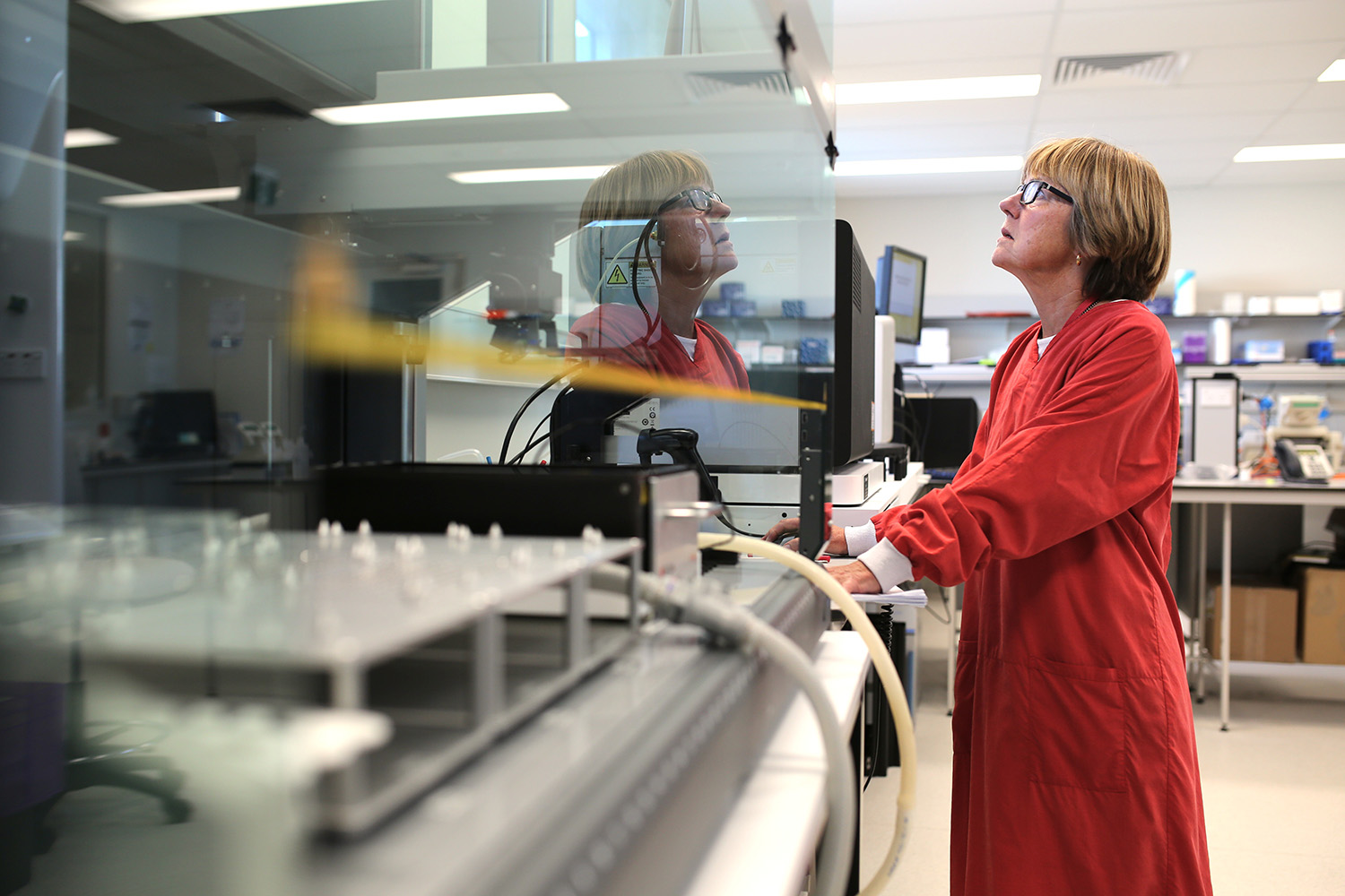 •	A technician analyses DNA with our world-leading testing equipment at GenomNZ in Invermay