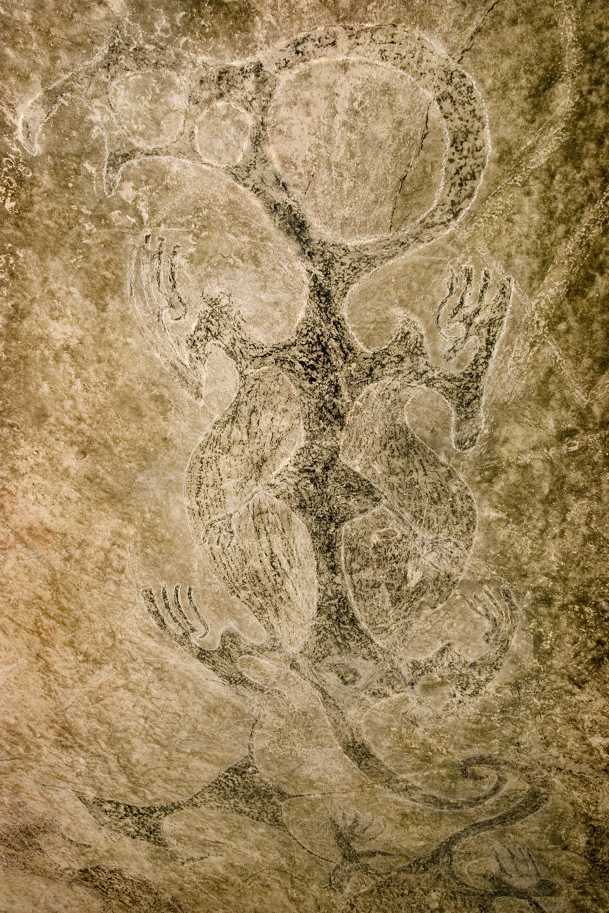 Ancient rock art at Opihi. Image: Amanda Symon, Ngāi Tahu Māori Rock Art Trust